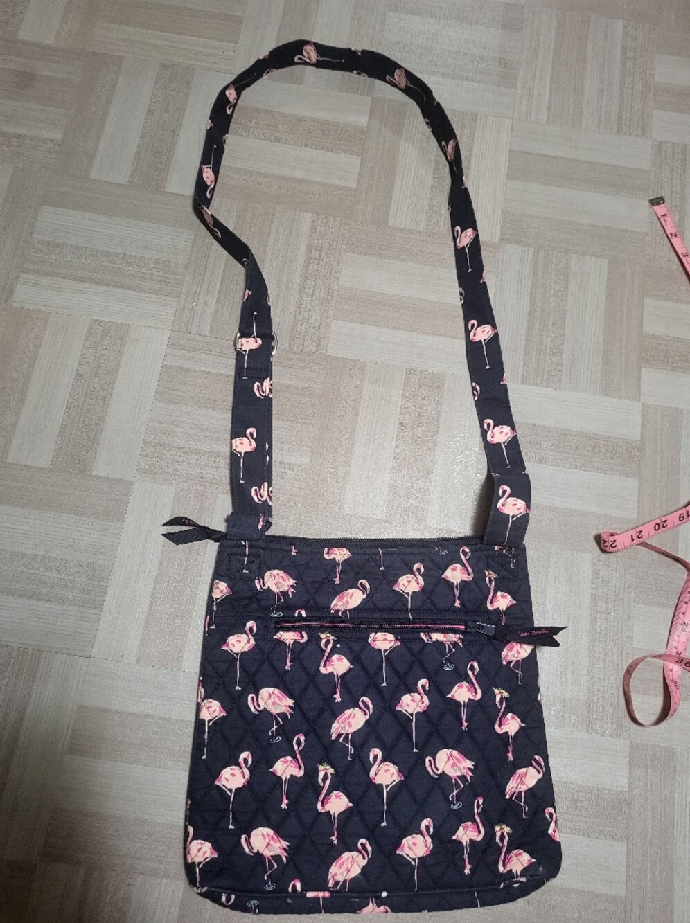 Vera Bradldy Quilted Pink Flamingo Crossbody Bag